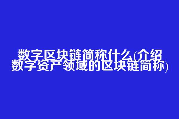 数字区块链简称什么(介绍数字资产领域的区块链简称)