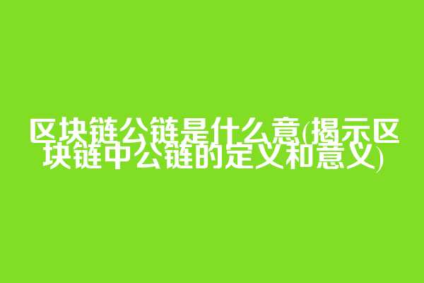 区块链公链是什么意(揭示区块链中公链的定义和意义)