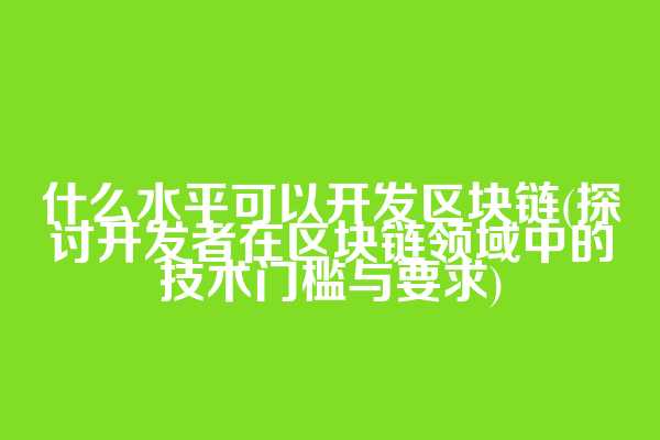 什么水平可以开发区块链(探讨开发者在区块链领域中的技术门槛与要求)