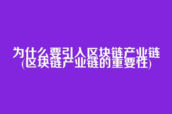 为什么要引入区块链产业链(区块链产业链的重要性)