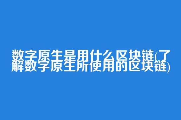 数字原生是用什么区块链(了解数字原生所使用的区块链)