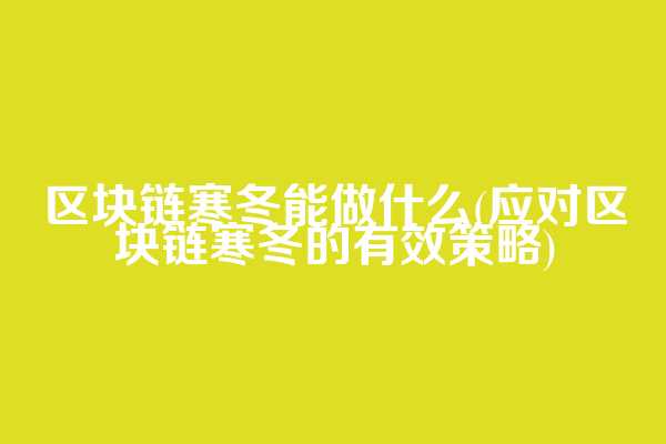 区块链寒冬能做什么(应对区块链寒冬的有效策略)