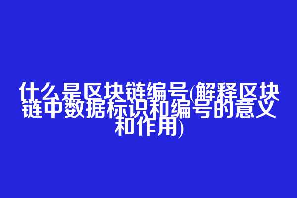 什么是区块链编号(解释区块链中数据标识和编号的意义和作用)