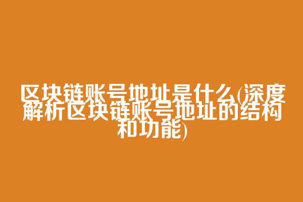 区块链账号地址是什么(深度解析区块链账号地址的结构和功能)