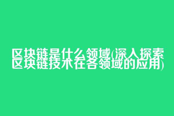 区块链是什么领域(深入探索区块链技术在各领域的应用)