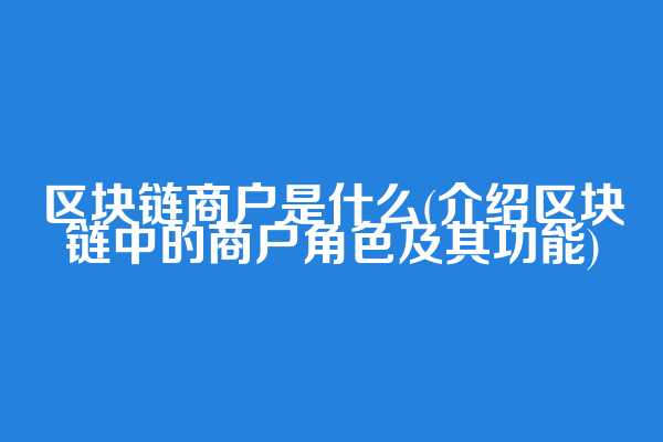 区块链商户是什么(介绍区块链中的商户角色及其功能)