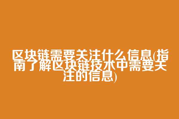 区块链需要关注什么信息(指南了解区块链技术中需要关注的信息)  第1张