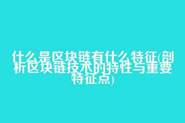什么是区块链有什么特征(剖析区块链技术的特性与重要特征点)