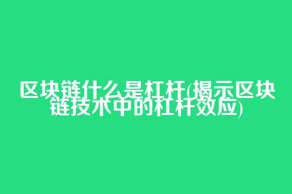 区块链什么是杠杆(揭示区块链技术中的杠杆效应)