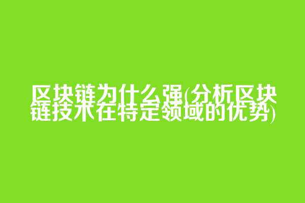 区块链为什么强(分析区块链技术在特定领域的优势)