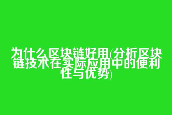 为什么区块链好用(分析区块链技术在实际应用中的便利性与优势)
