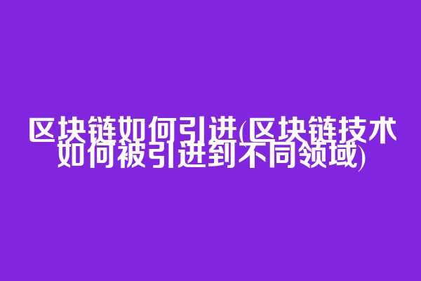 区块链如何引进(区块链技术如何被引进到不同领域)