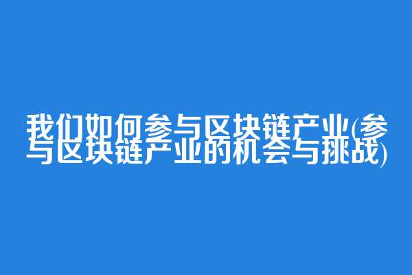 我们如何参与区块链产业(参与区块链产业的机会与挑战)