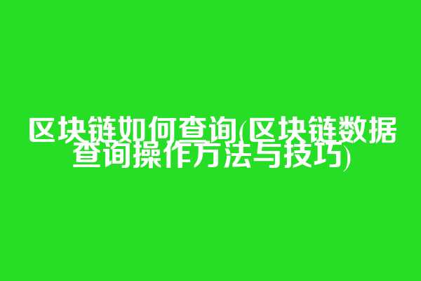 区块链如何查询(区块链数据查询操作方法与技巧)
