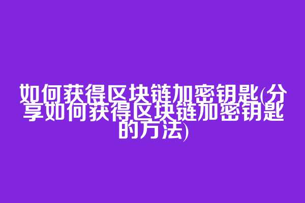 如何获得区块链加密钥匙(分享如何获得区块链加密钥匙的方法)