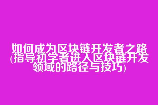 如何成为区块链开发者之路(指导初学者进入区块链开发领域的路径与技巧)