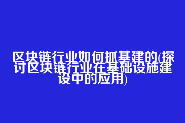 区块链行业如何抓基建的(探讨区块链行业在基础设施建设中的应用)