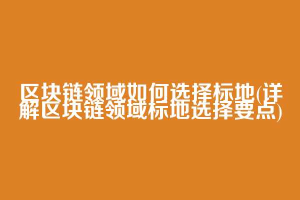 区块链领域如何选择标地(详解区块链领域标地选择要点)