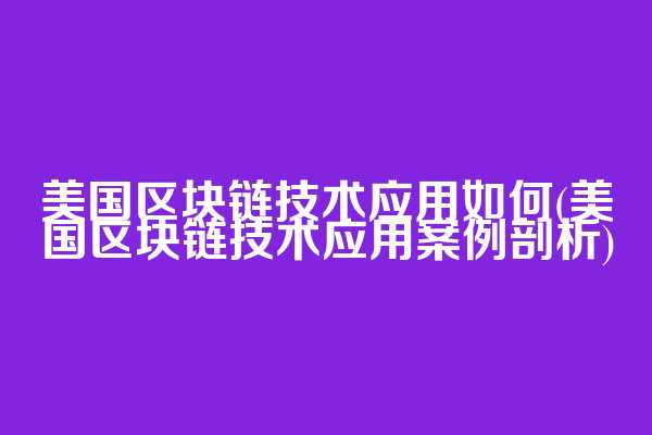 美国区块链技术应用如何(美国区块链技术应用案例剖析)  第1张