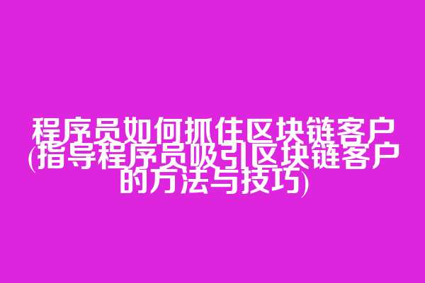 程序员如何抓住区块链客户(指导程序员吸引区块链客户的方法与技巧)
