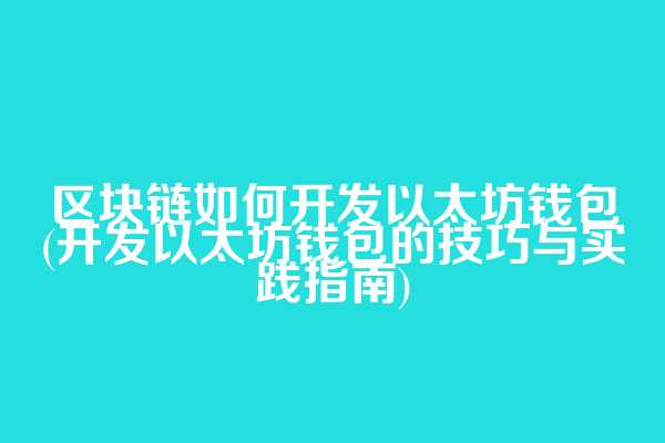 区块链如何开发以太坊钱包(开发以太坊钱包的技巧与实践指南)