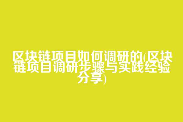区块链项目如何调研的(区块链项目调研步骤与实践经验分享)