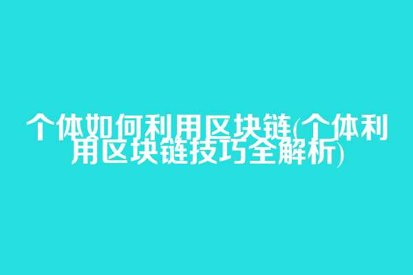 个体如何利用区块链(个体利用区块链技巧全解析)