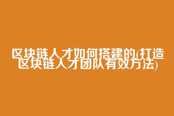 区块链人才如何搭建的(打造区块链人才团队有效方法)