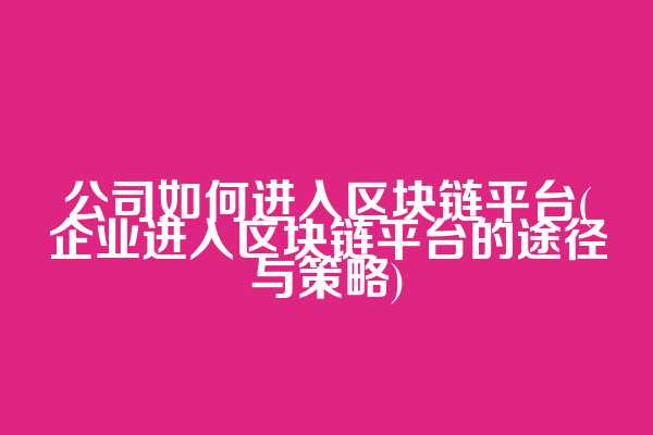 公司如何进入区块链平台(企业进入区块链平台的途径与策略)