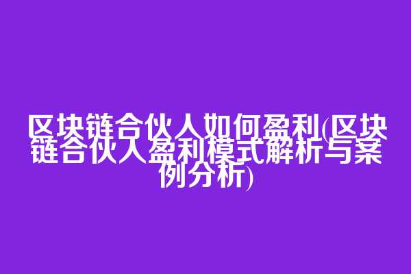 区块链合伙人如何盈利(区块链合伙人盈利模式解析与案例分析)
