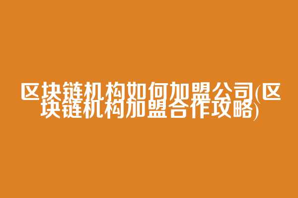 区块链机构如何加盟公司(区块链机构加盟合作攻略)