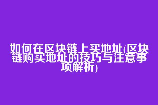 如何在区块链上买地址(区块链购买地址的技巧与注意事项解析)