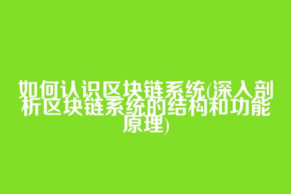 如何认识区块链系统(深入剖析区块链系统的结构和功能原理)  第1张