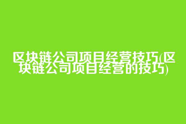 区块链公司项目经营技巧(区块链公司项目经营的技巧)