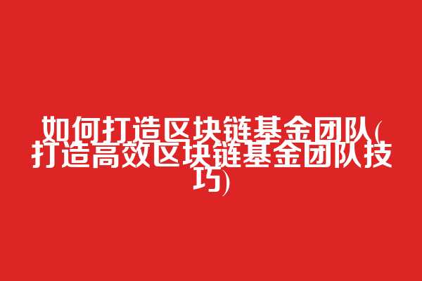 如何打造区块链基金团队(打造高效区块链基金团队技巧)  第1张