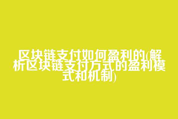 区块链支付如何盈利的(解析区块链支付方式的盈利模式和机制)