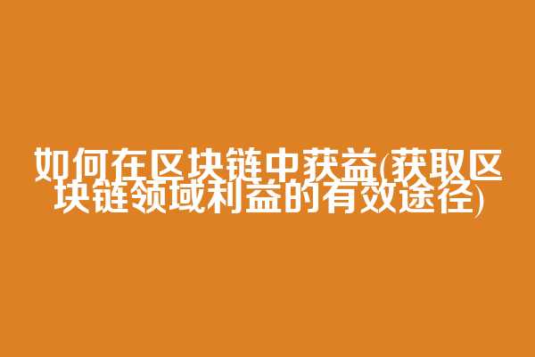 如何在区块链中获益(获取区块链领域利益的有效途径)  第1张