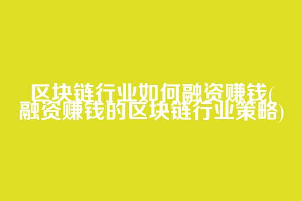 区块链行业如何融资赚钱(融资赚钱的区块链行业策略)