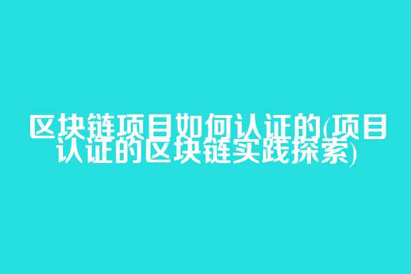 区块链项目如何认证的(项目认证的区块链实践探索)