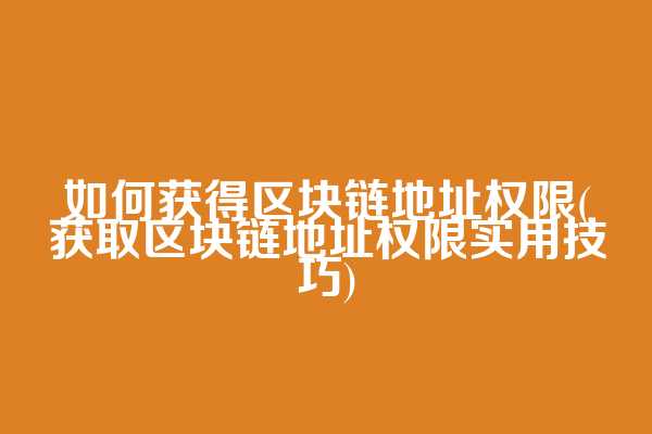 如何获得区块链地址权限(获取区块链地址权限实用技巧)