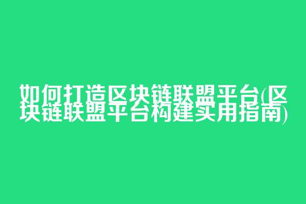 如何打造区块链联盟平台(区块链联盟平台构建实用指南)