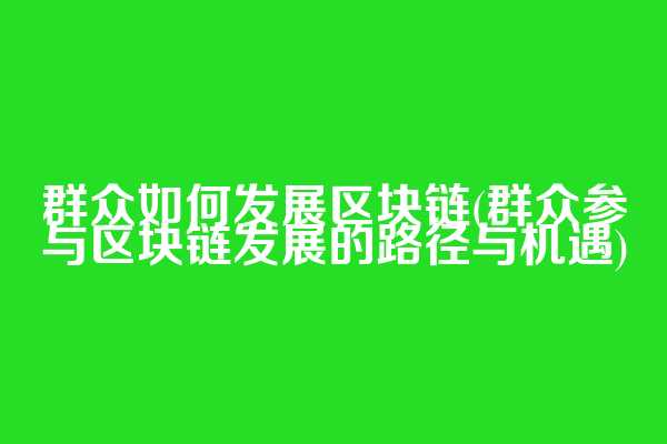 群众如何发展区块链(群众参与区块链发展的路径与机遇)