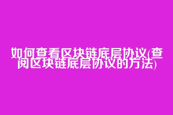 如何查看区块链底层协议(查阅区块链底层协议的方法)  第1张
