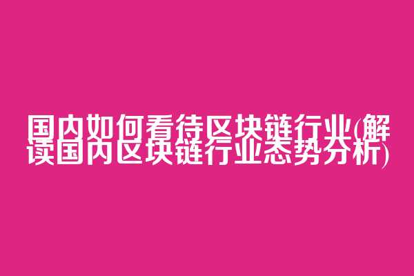 国内如何看待区块链行业(解读国内区块链行业态势分析)  第1张