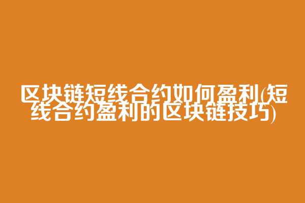 区块链短线合约如何盈利(短线合约盈利的区块链技巧)