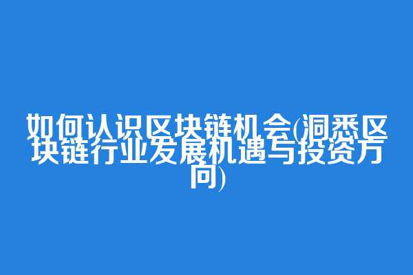 如何认识区块链机会(洞悉区块链行业发展机遇与投资方向)