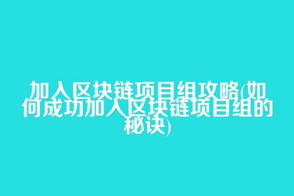 加入区块链项目组攻略(如何成功加入区块链项目组的秘诀)  第1张