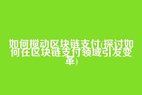 如何搅动区块链支付(探讨如何在区块链支付领域引发变革)