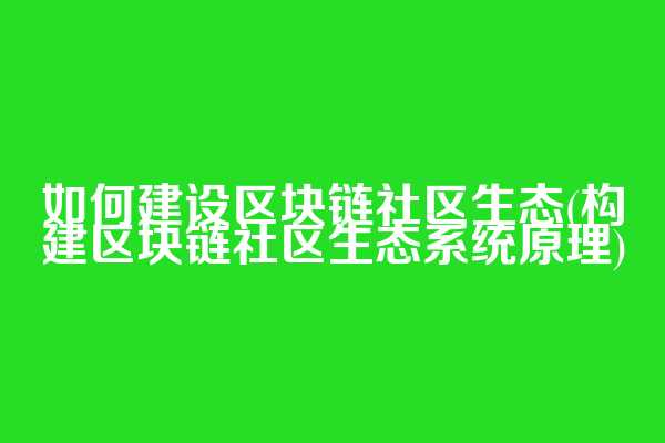 如何建设区块链社区生态(构建区块链社区生态系统原理)