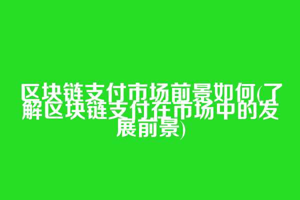 区块链支付市场前景如何(了解区块链支付在市场中的发展前景)